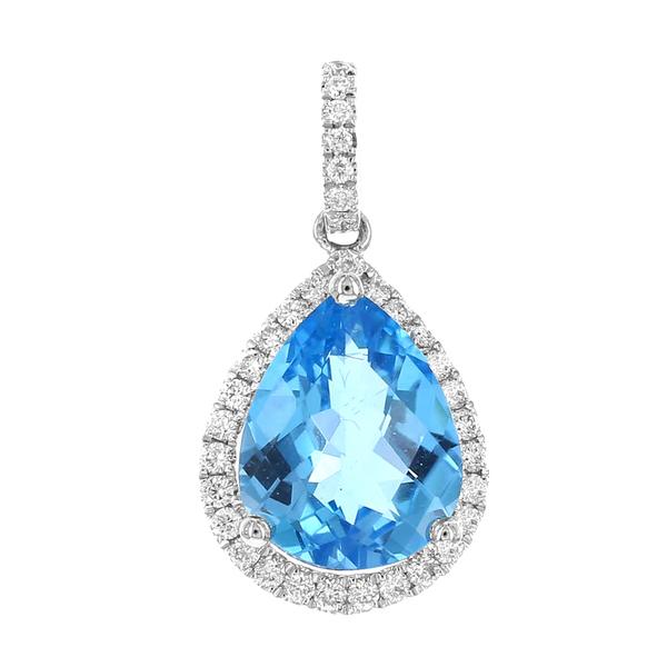 View 14Kw or y/14kr Gold Blue Topaz Pendant