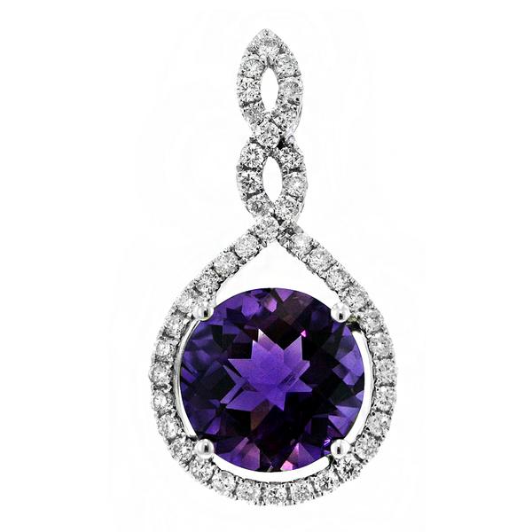 View 14Kw or y/14kr Gold Amethyst Pendant