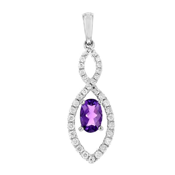 View 14Kw or y/14kr Gold Amethyst Pendant