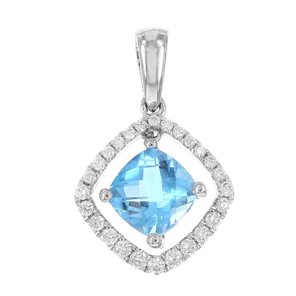 View 14Kw or y/14kr Gold Blue Topaz Pendant