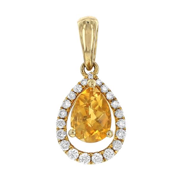 View 14Kw or y/14kr Gold Citrine Pendant