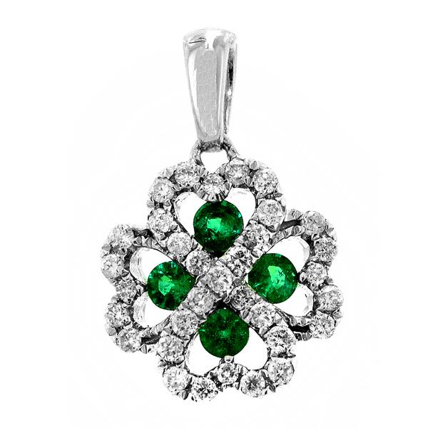 View 14Kw or y/14kr Gold Emerald Pendant