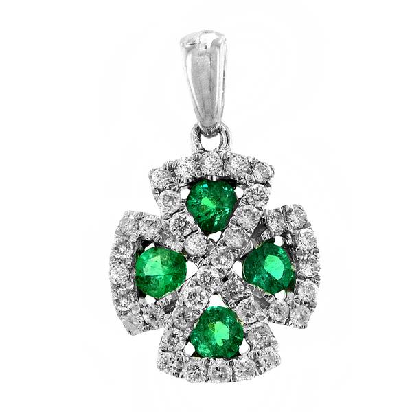 View 14Kw or y/14kr Gold Emerald Pendant