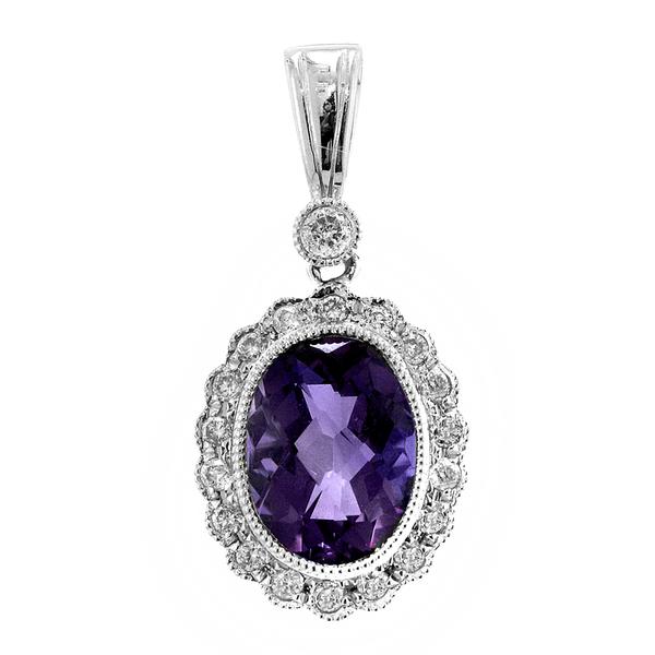 View 14Kw or y/14kr Gold Amethyst Pendant