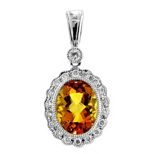 View 14Kw or y/14kr Gold Citrine Pendant