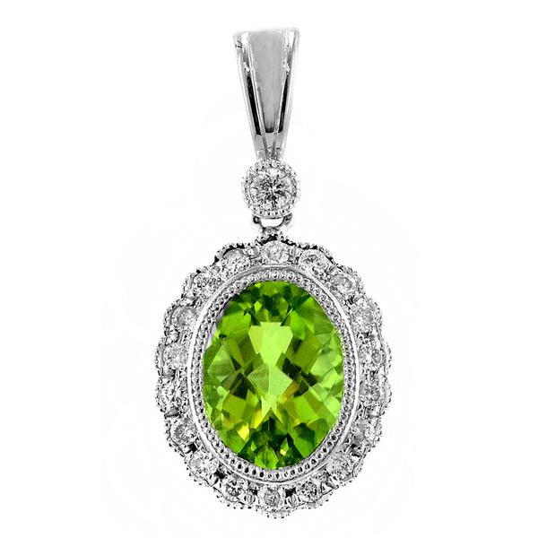 View 14Kw or y/14kr Gold Peridot Pendant