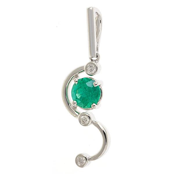 View 14Kw or y/14kr Gold Emerald Pendant