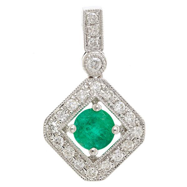View 14Kw or y/14kr Gold Emerald Pendant