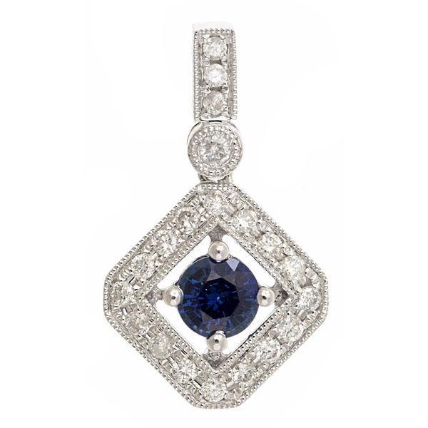 View 14Kw or y/14kr Gold Sapphire Pendant