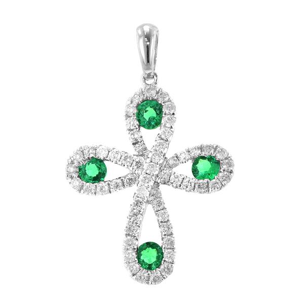 View 14Kw or y/14kr Gold Emerald Pendant