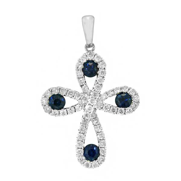 View 14Kw or y/14kr Gold Sapphire Pendant