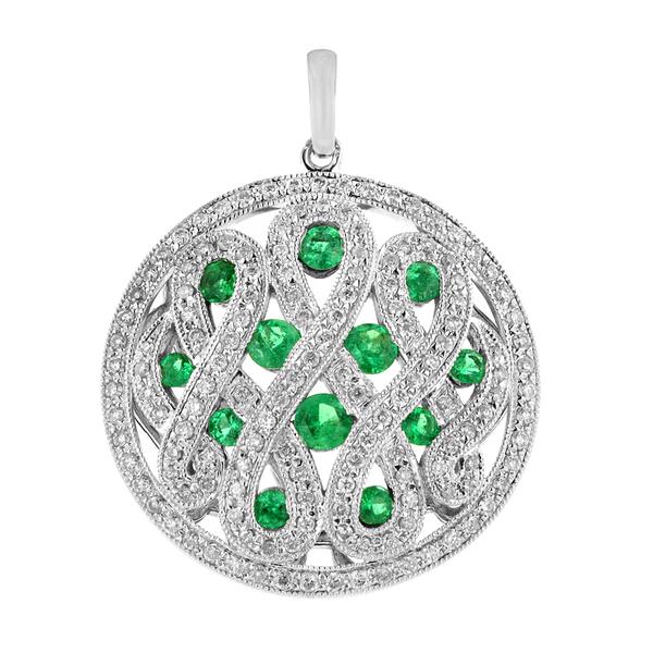 View 14Kw or y/14kr Gold Emerald Pendant