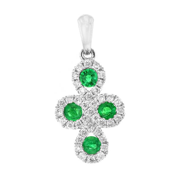 View 14Kw or y/14kr Gold Emerald Pendant