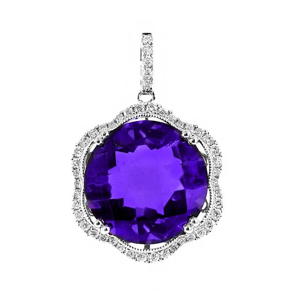 View 14Kw or y/14kr Gold Amethyst Pendant