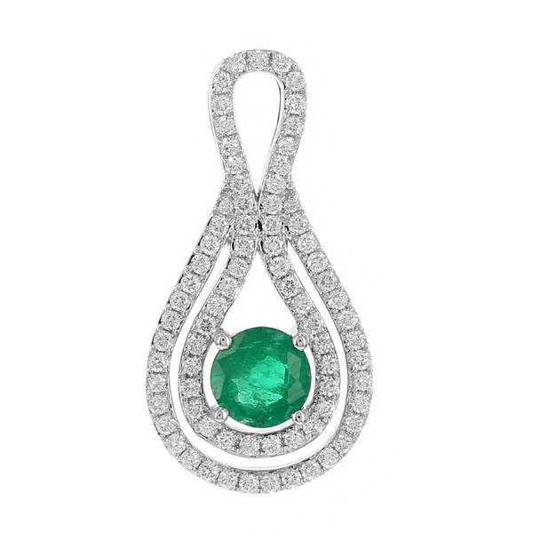 View 14Kw or y/14kr Gold Emerald Pendant