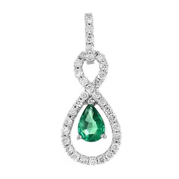 View 14Kw or y/14kr Gold Emerald Pendant