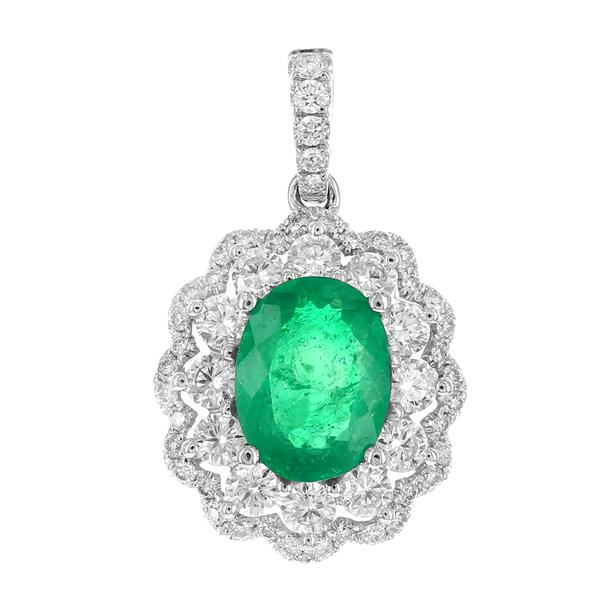 View 14Kw or y/14kr Gold Emerald Pendant