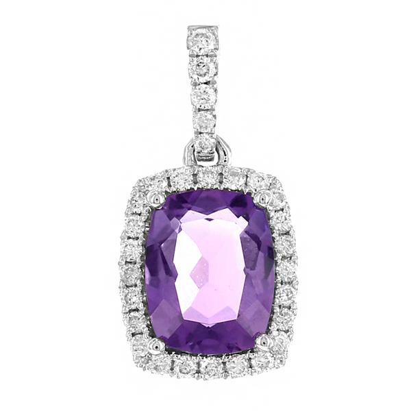 View 14Kw or y/14kr Gold Amethyst Pendant