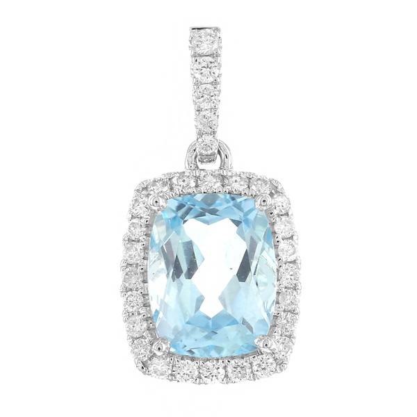 View 14Kw or y/14kr Gold Blue Topaz Pendant