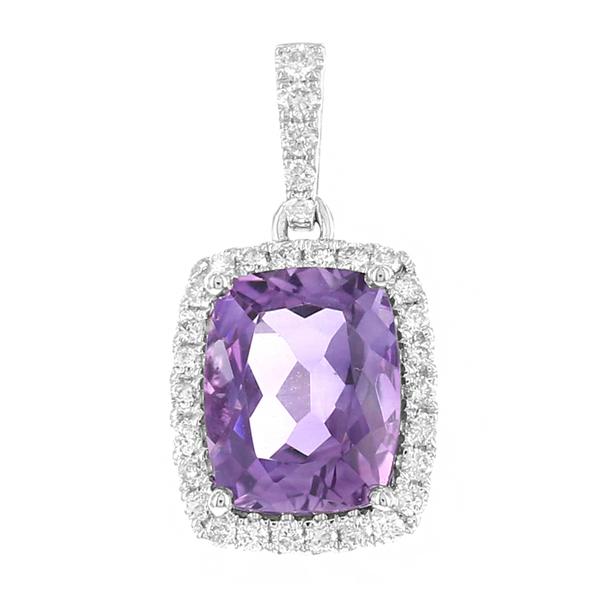 View 14Kw or y/14kr Gold Amethyst Pendant