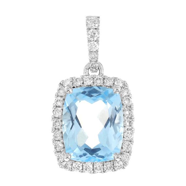 View 14Kw or y/14kr Gold Blue Topaz Pendant