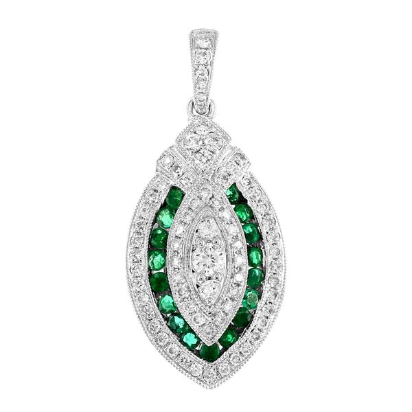 View 14Kw or y/14kr Gold Emerald Pendant