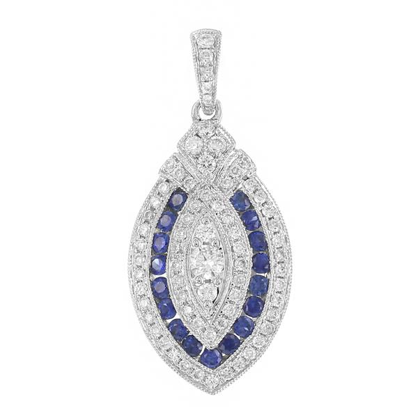 View 14Kw or y/14kr Gold Sapphire Pendant