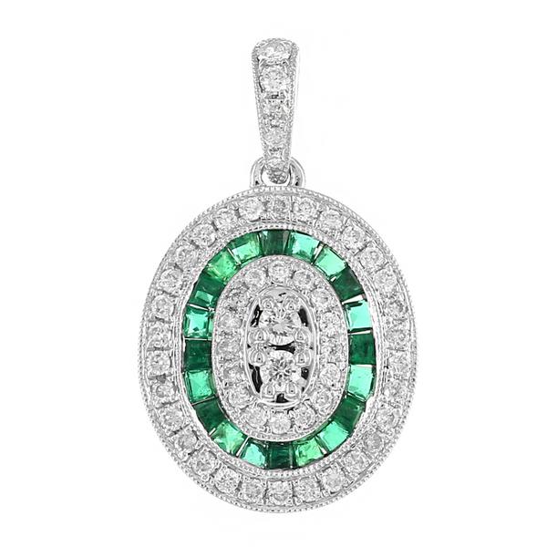 View 14Kw or y/14kr Gold Emerald Pendant