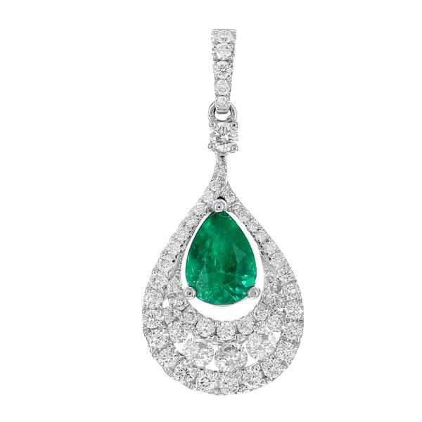 View 14Kw or y/14kr Gold Emerald Pendant