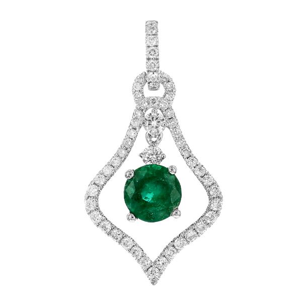 View 14Kw or y/14kr Gold Emerald Pendant