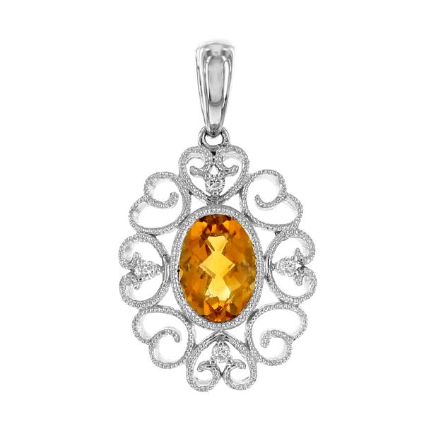 View 14Kw or y/14kr Gold Citrine Pendant