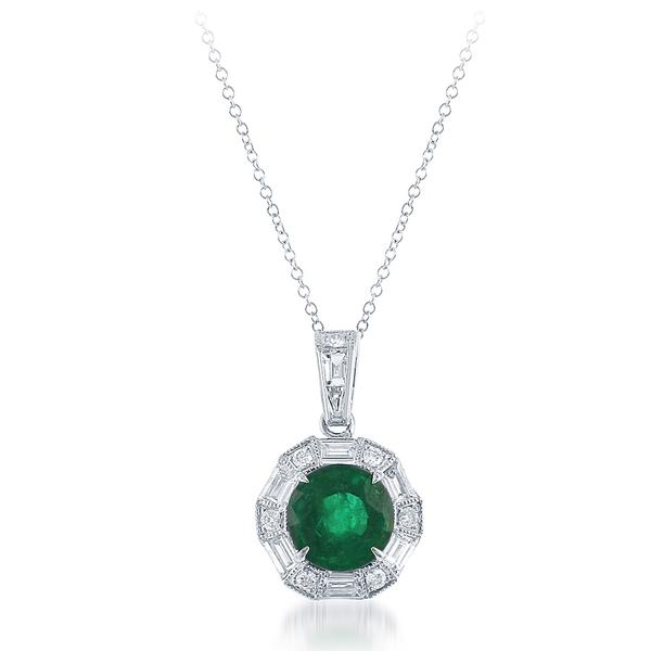 View 18Kw or 18ky /18kr Gold Emerald Pendant