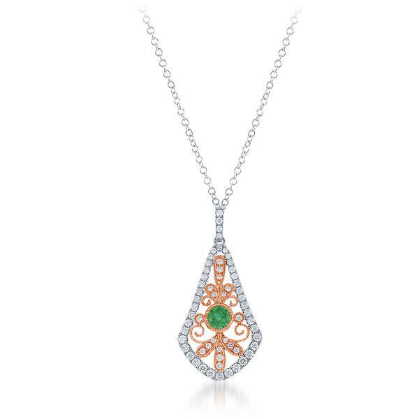 View 14Kw or y/14kr Gold Emerald Pendant