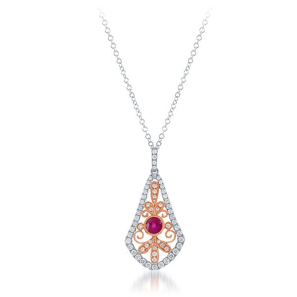 View 14Kw or y/14kr Gold Ruby Pendant