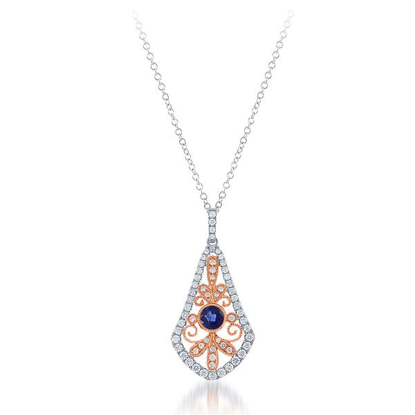 View 14Kw or y/14kr Gold Sapphire Pendant