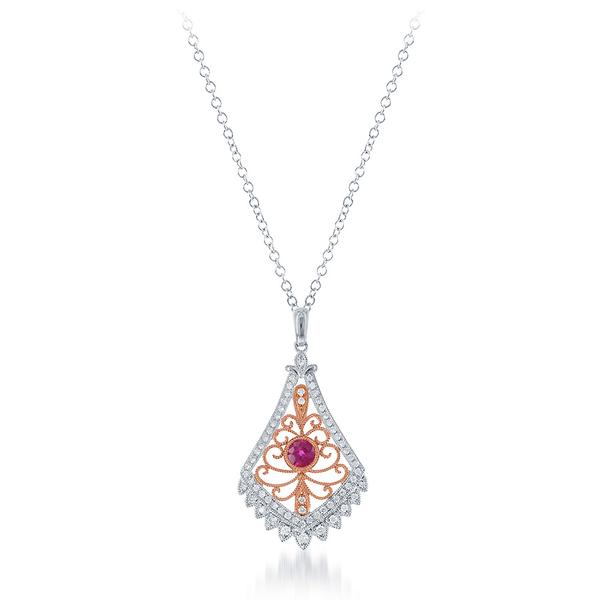 View 14Kw or y/14kr Gold Ruby Pendant