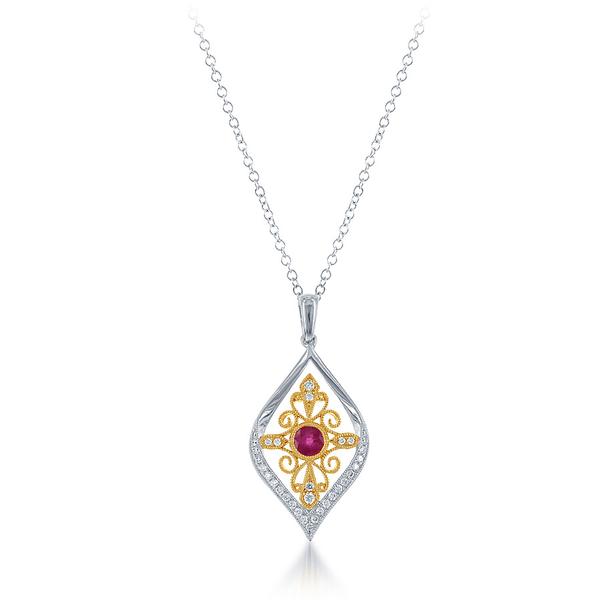 View 14Kw or y/14kr Gold Ruby Pendant