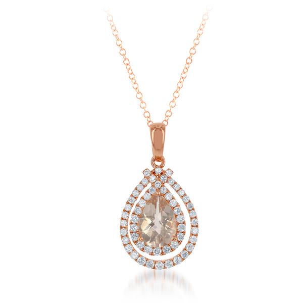 View 14Kw or y/14kr Gold Morganite Pendant