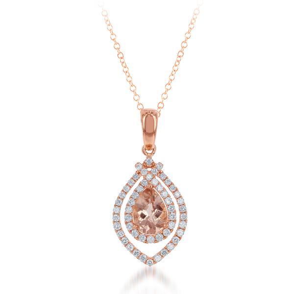 View 14Kw or y/14kr Gold Morganite Pendant