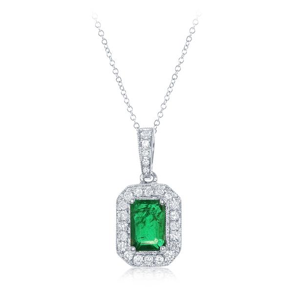 View 14Kw or y/14kr Gold Emerald Pendant