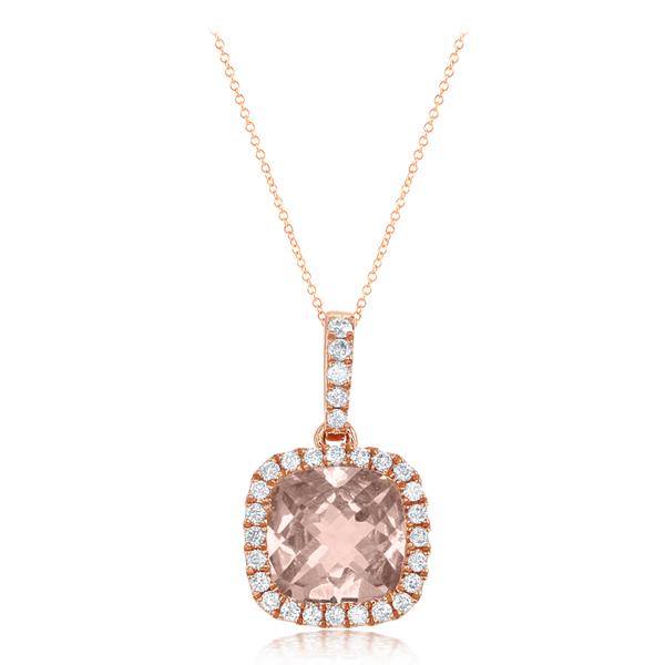 View 14Kw or y/14kr Gold Morganite Pendant