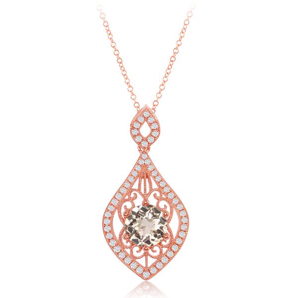 View 14Kw or y/14kr Gold Morganite Pendant