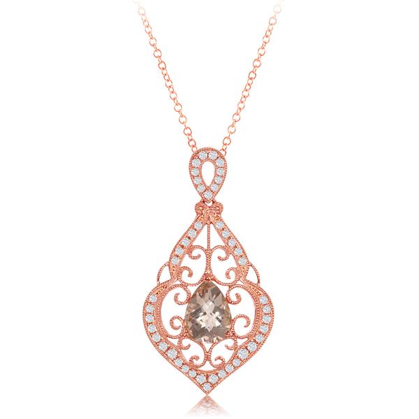 View 14Kw or y/14kr Gold Morganite Pendant