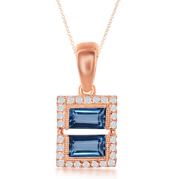 View 14Kw or y/14kr Gold Blue Topaz Pendant