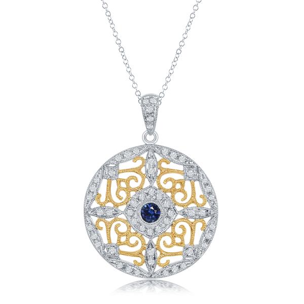 View 14Kw or y/14kr Gold Sapphire Pendant