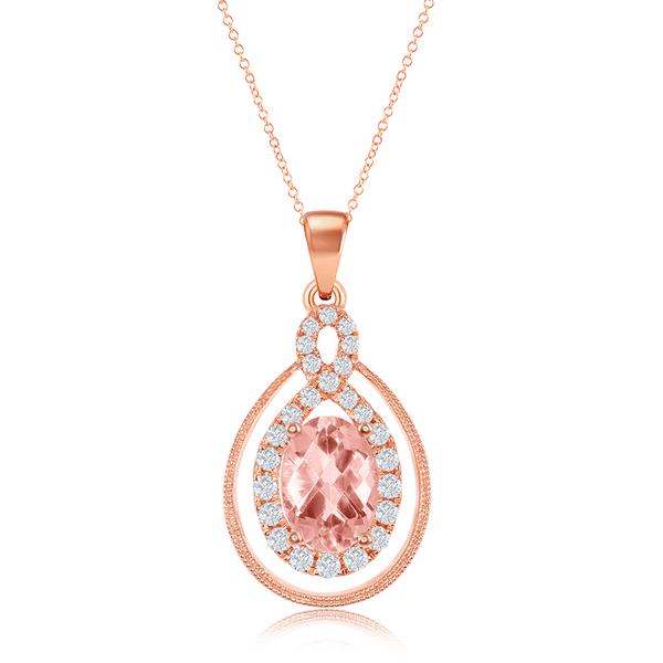 View 14Kw or y/14kr Gold Morganite Pendant