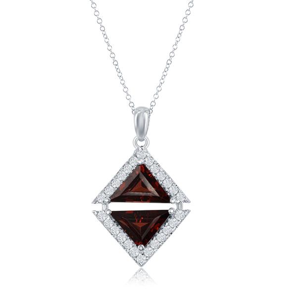 View 14Kw or y/14kr Gold Garnet Pendant