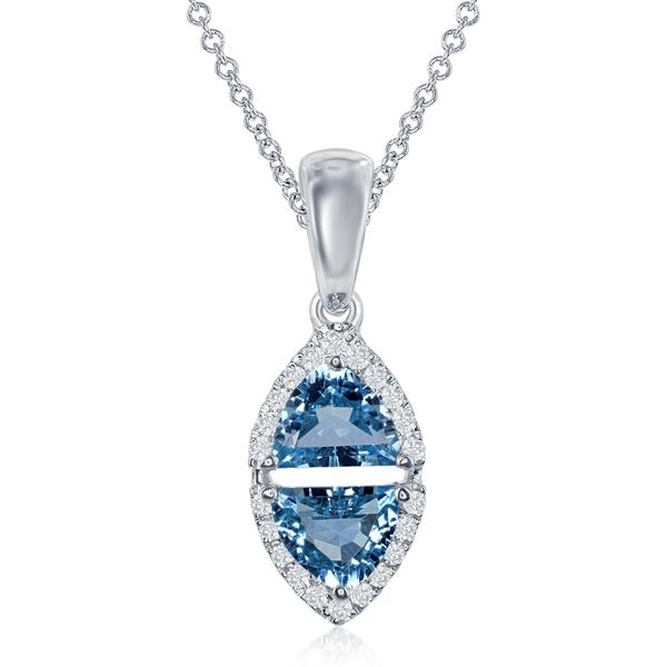 View 14Kw or y/14kr Gold Blue Topaz Pendant