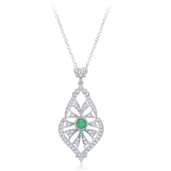 View 14Kw or y/14kr Gold Emerald Pendant