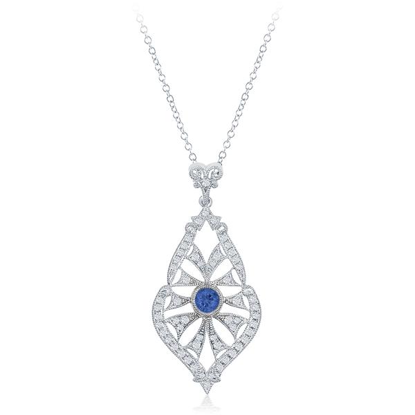 View 14Kw or y/14kr Gold Sapphire Pendant
